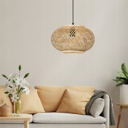 Lampa Sufitowa Wisząca Boho Pleciona Rattan APP1247 Toolight