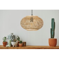 Lampa Sufitowa Wisząca Boho Pleciona Rattan APP1247 Toolight