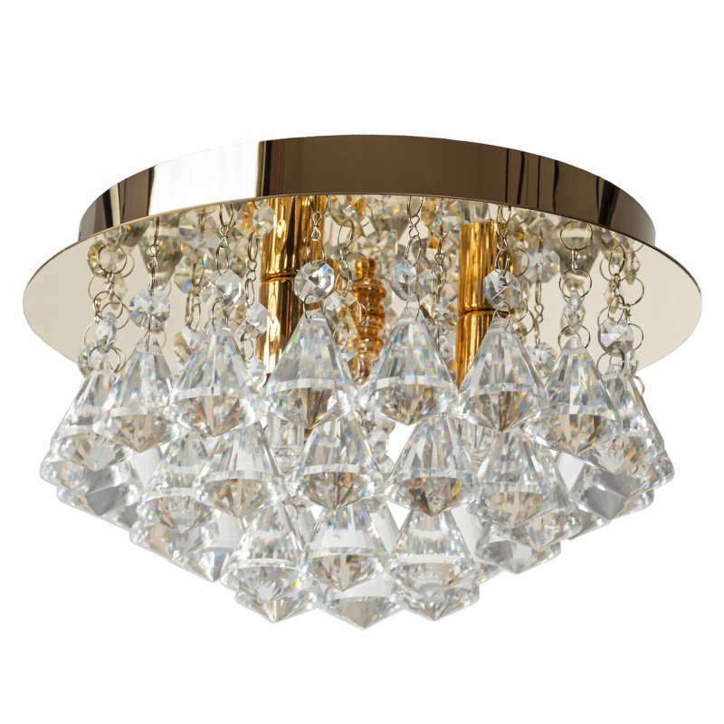 Lampa Sufitowa Kryształowy Plafon Złota APP1038-3CP
