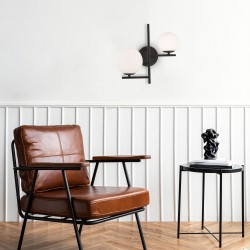 Lampa Ścienna Kinkiet Podwójny Czarny Biała Kula APP1170 Plafon 2w1 Toolight