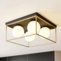 Lampa Sufitowa Plafon Loft Złota Białe Kule w Złotej Ramie 3D 30 cm Toolight