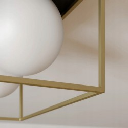 Lampa Sufitowa Plafon Loft Złota Białe Kule w Złotej Ramie 3D 30 cm Toolight