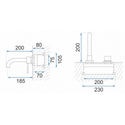 Bateria podtynkowa umywalkowa Ścienna Rea Lungo Złota Szczotkowana Box Eco