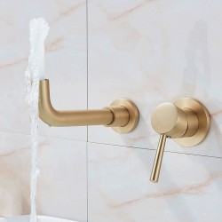 Bateria podtynkowa umywalkowa Ścienna Rea Lungo Złota Szczotkowana Box Eco