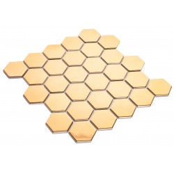 Płytki Złote Mozaika Heksagon Plaster Miodu Szklana Ceramiczna