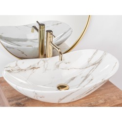 Umywalka Ceramiczna Nablatowa Royal Lava Rea + Bateria Lungo Gold + Korek Klik Klak