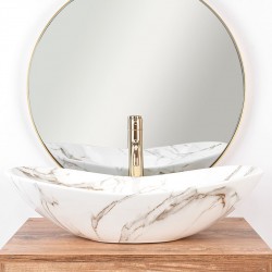Umywalka Ceramiczna Nablatowa Royal Lava Rea + Bateria Lungo Gold