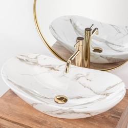 Umywalka Ceramiczna Nablatowa Royal Lava Rea + Bateria Lungo Gold