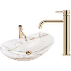Umywalka Ceramiczna Nablatowa Royal Lava Rea + Bateria Lungo Gold