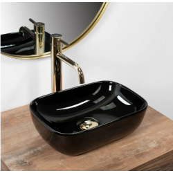 Umywalka nablatowa Belinda Mini Black Rea + Bateria Lungo Gold