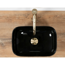 Umywalka nablatowa Belinda Mini Black Rea + Bateria Lungo Gold