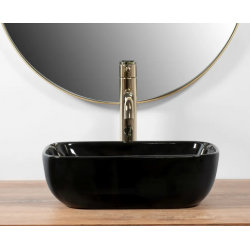 Umywalka nablatowa Belinda Mini Black Rea + Bateria Lungo Gold