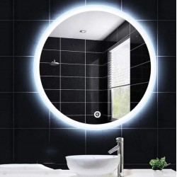 Lustro LED Podświetlane 70 cm Dotykowe Okrągłe Duże Ścienne