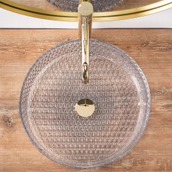 Umywalka Nablatowa Szklana Rea 35 cm Cristal Przezroczysta Kryształowa