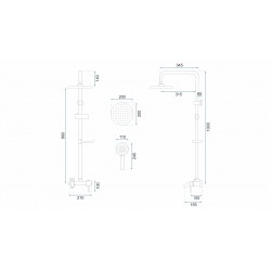 Drzwi Prysznicowe 90 cm Złote Rea Fold + Brodzik 90x90 + Zestaw Natryskowy Luis