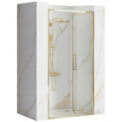 Drzwi Prysznicowe 80 cm Złote Rea Fold + Brodzik 80x80 + Zestaw Natryskowy Luis
