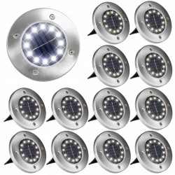 12x Lampa Solarna Gruntowa LED Najazdowa Okrągła 12 LED