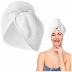 Ręcznik do Włosów Turban na Głowę Frotte Biały