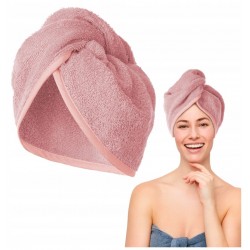 Ręcznik do Włosów Turban na Głowę Frotte Różowy