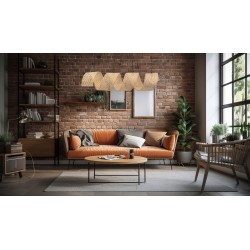 Lampa Sufitowa Wisząca Wiklina Bambusowa Naturalna Spirala 160 cm 4x E27