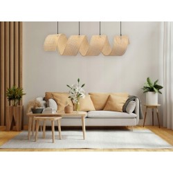 Lampa Sufitowa Wisząca Wiklina Bambusowa Naturalna Spirala 160 cm 4x E27