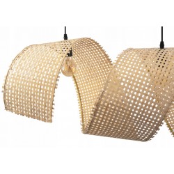 Lampa Sufitowa Wisząca Wiklina Bambusowa Naturalna Spirala 160 cm 4x E27