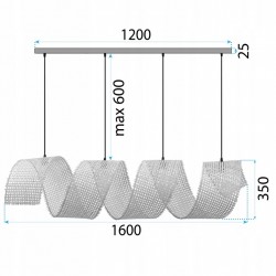 Lampa Sufitowa Wisząca Wiklina Bambusowa Naturalna Spirala 160 cm 4x E27