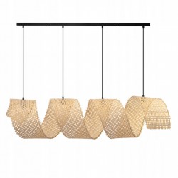 Lampa Sufitowa Wisząca Wiklina Bambusowa Naturalna Spirala 160 cm 4x E27