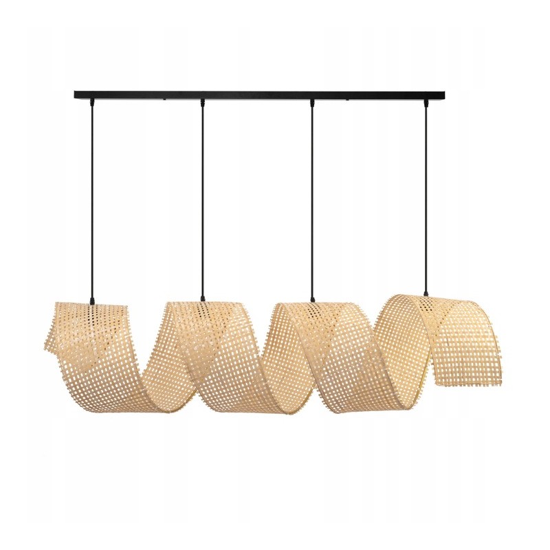 Lampa Sufitowa Wisząca Wiklina Bambusowa Naturalna Spirala 160 cm 4x E27