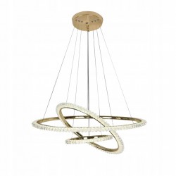 Lampa Sufitowa Wisząca Kryształowa Ring 3 -punkty Światła Złota Glamour Led
