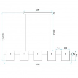 LAMPA WISZĄCA 5-punktowa APP1706-5CP GREY G9