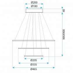 LAMPA SUFITOWA WISZĄCA LED G041-3CP Szczotkowane Złoto