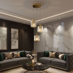 LAMPA SUFITOWA WISZĄCA EBT026-3CP ZŁOTA