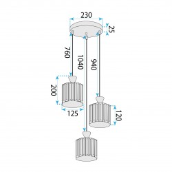 LAMPA SUFITOWA WISZĄCA EBT026-3CP ZŁOTA