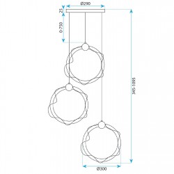 LAMPA WISZĄCA LED G012-3CPR ZŁOTA