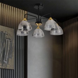 LAMPA SUFITOWA WISZĄCA G085-5C Czarna Lustrzana