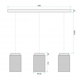 LAMPA SUFITOWA WISZĄCA APP1812-3CP Frosted Grey