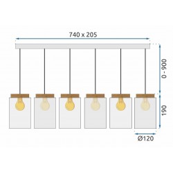 LAMPA SUFITOWA WISZĄCA APP1813-6CP Frosted Grey