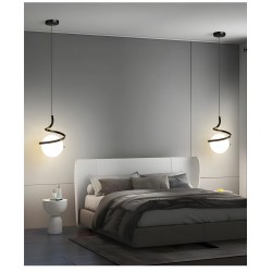 LAMPA WISZĄCA SZKLANA KULA SPIRALA APP1732-1CP CZARNA