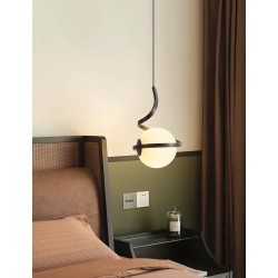 LAMPA WISZĄCA SZKLANA KULA SPIRALA APP1732-1CP CZARNA