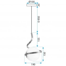 LAMPA WISZĄCA SZKLANA KULA SPIRALA APP1732-1CP CZARNA