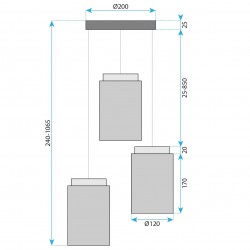 LAMPA SUFITOWA WISZĄCA APP1811-3CPR Frosted Grey