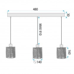 LAMPA SUFITOWA WISZĄCA APP1821-3CP NATURE BLACK