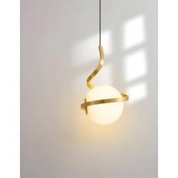 LAMPA WISZĄCA SZKLANA KULA SPIRALA APP1733-1CP ZŁOTA