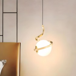 LAMPA WISZĄCA SZKLANA KULA SPIRALA APP1733-1CP ZŁOTA