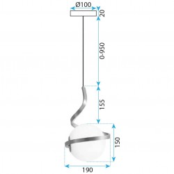LAMPA WISZĄCA SZKLANA KULA SPIRALA APP1733-1CP ZŁOTA