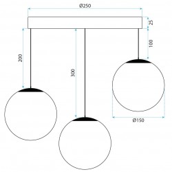 LAMPA SUFITOWA WISZĄCA APP1815-3CPR BLACK