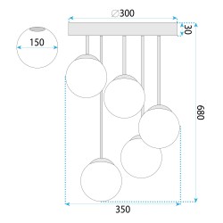 LAMPA SUFITOWA WISZĄCA APP1816-5CPR BLACK