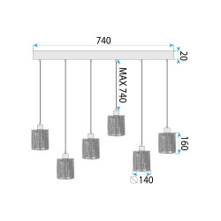 LAMPA SUFITOWA WISZĄCA APP1822-6CP NATURE BLACK