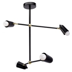 Lampa wisząca 4-ramienna APP1708-4CP CZARNA + ZŁOTO